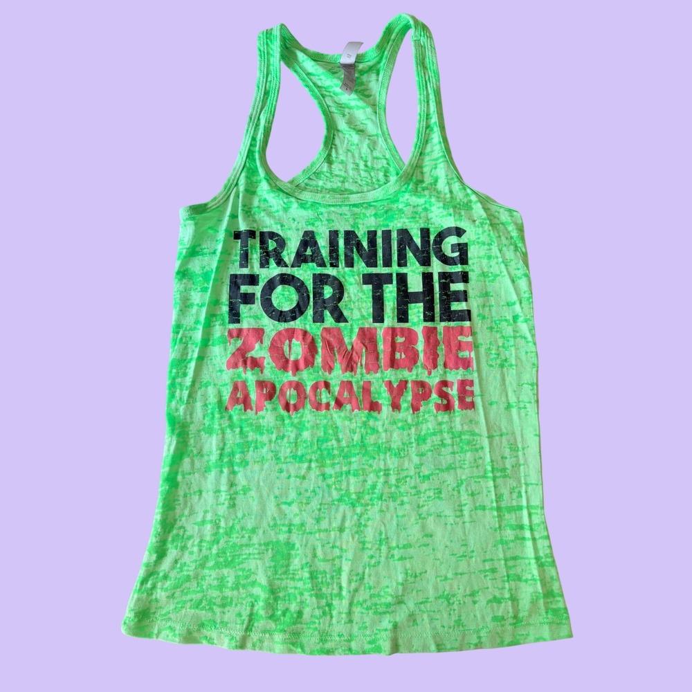 Y2K Training For The Zombie Apocalypse Neon Burnout Racerback Tank Top Scene #16